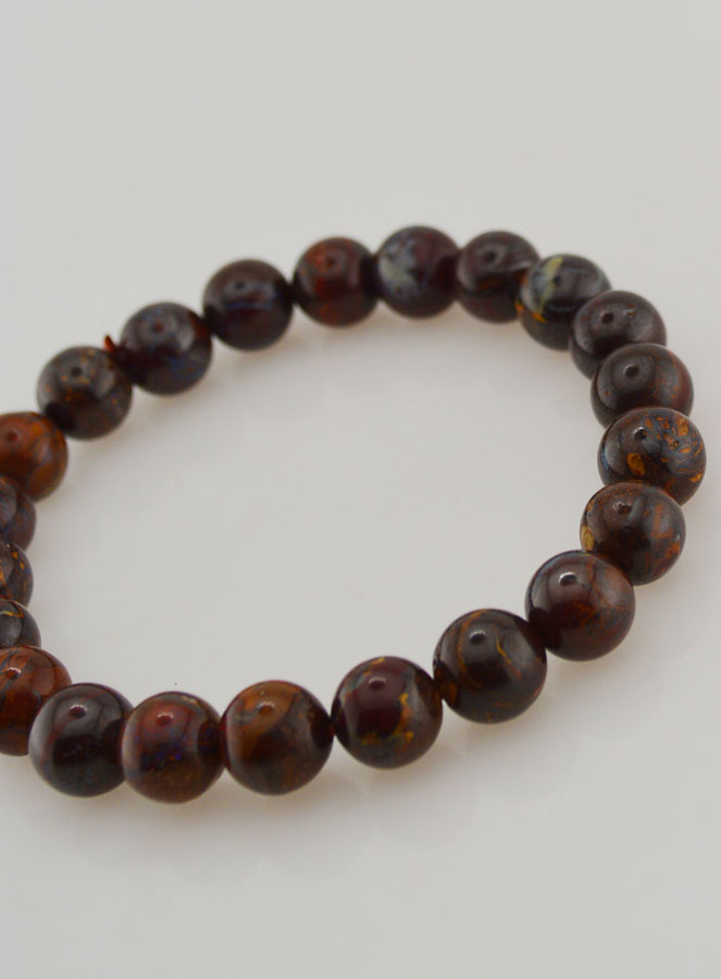 Bracelet en Pierre Naturelle d'Opale Boulder 8mm - A+ (pic 4)