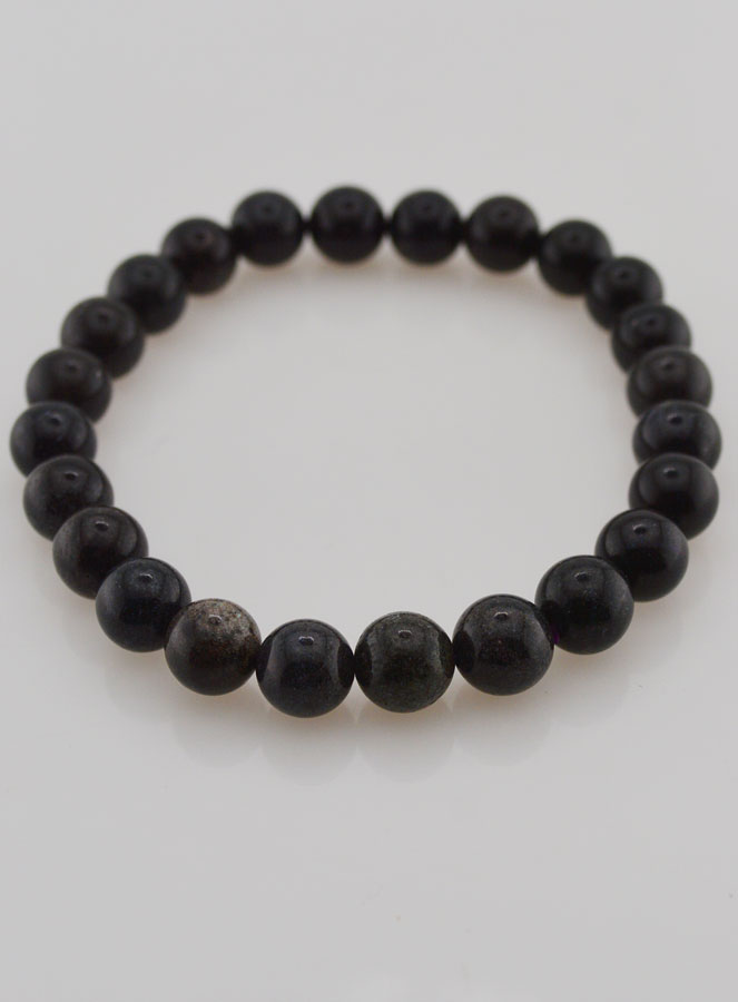 Bracelet en Pierre Naturelle d'Opale Noire 8mm (pic 2)