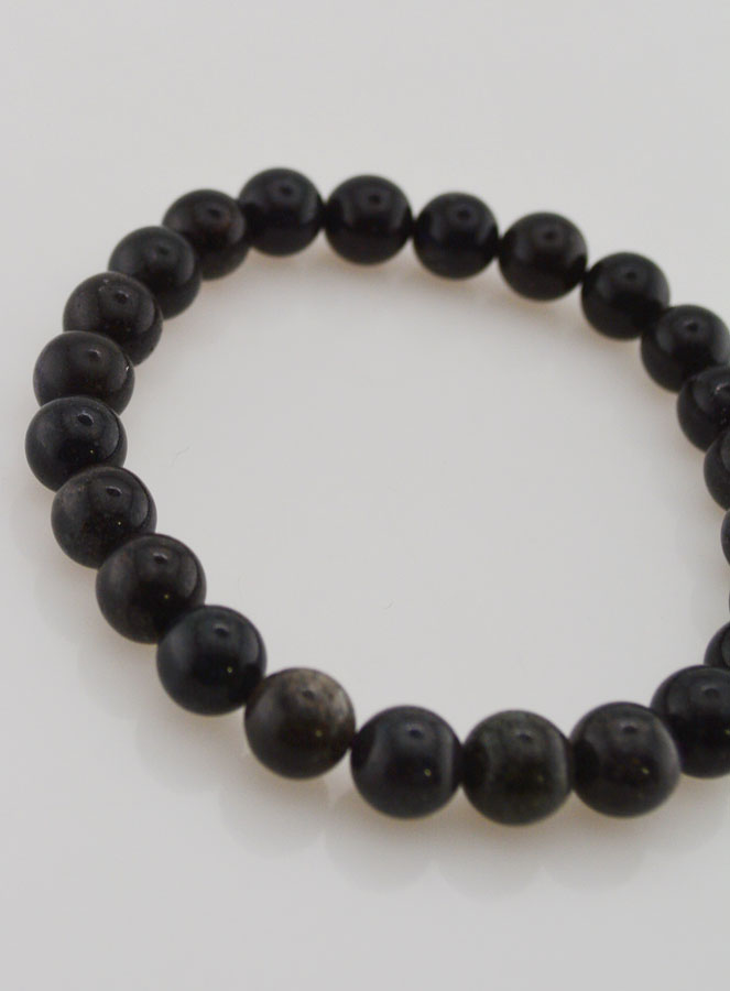 Bracelet en Pierre Naturelle d'Opale Noire 8mm (pic 3)
