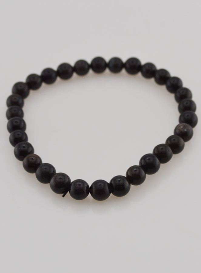 Bracelet en Pierre Naturelle d'Opale Noire 6mm (pic 2)