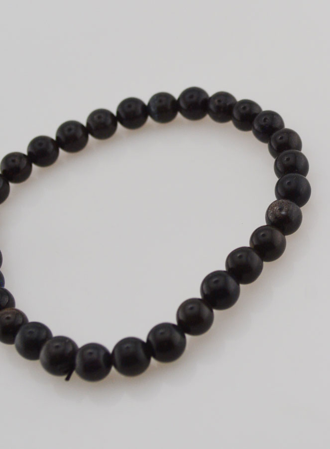 Bracelet en Pierre Naturelle d'Opale Noire 6mm (pic 4)