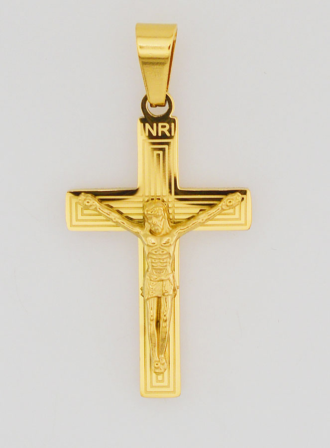 Pendentif Croix en Laiton Doré 28mm (pic 1)
