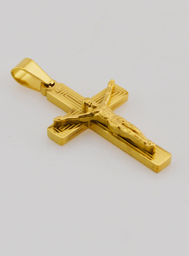 Pendentif Croix en Laiton Doré 28mm (pic 3)