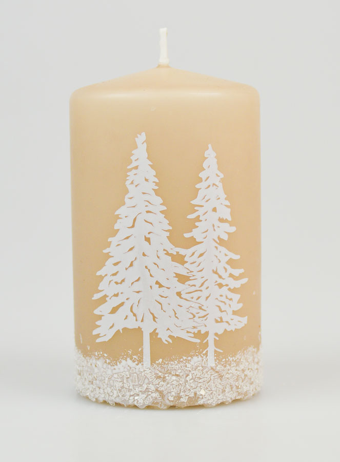 Bougie de Noël Sapins Enneigés - Cappuccino (pic 1)