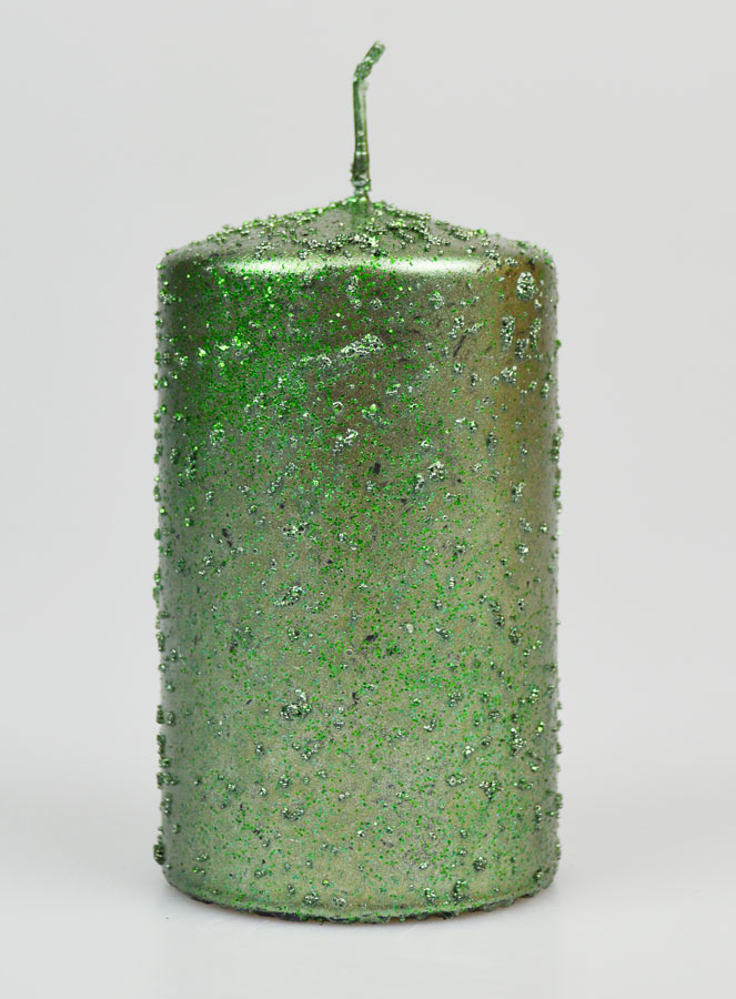 Bougie de Décoration Pailletée - Vert Sapin (pic 1)