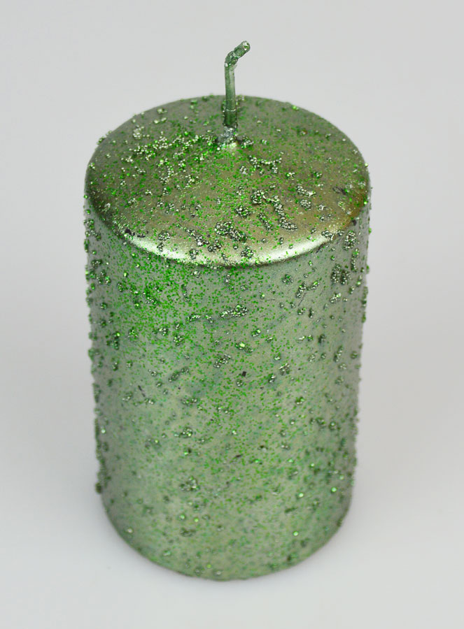 Bougie de Décoration Pailletée - Vert Sapin (pic 2)