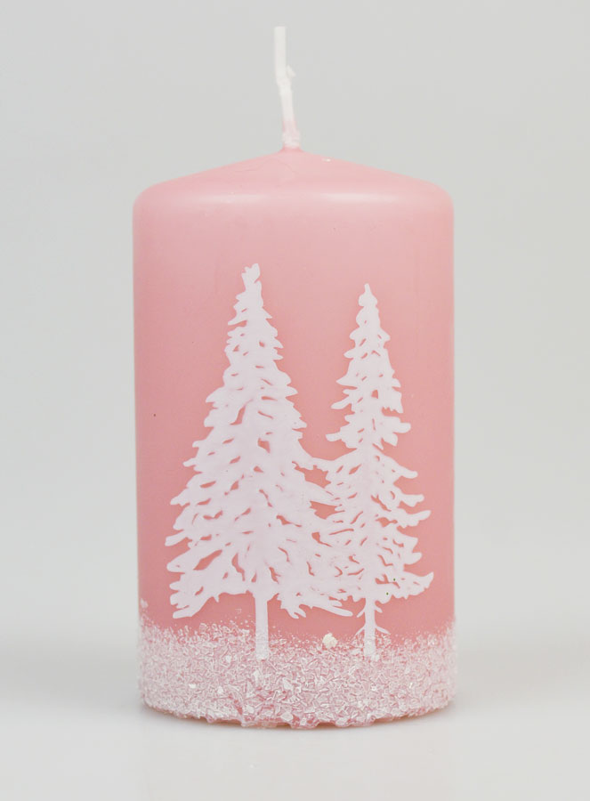 Bougie de Décoration Ambiance Hiver - Rose Poudré (pic 1)