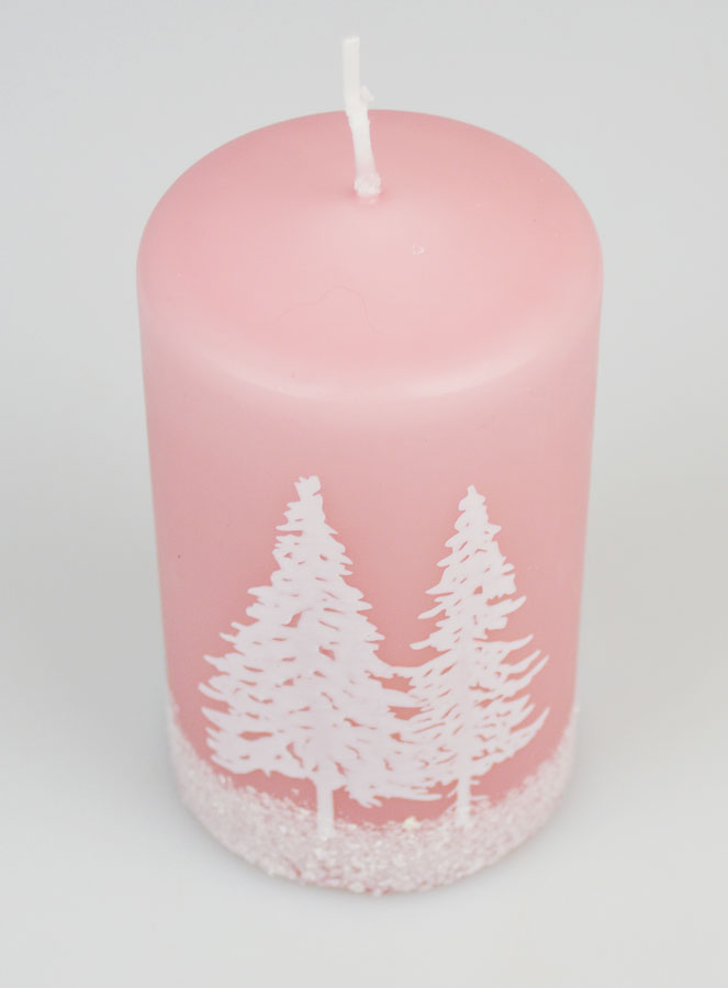Bougie de Décoration Ambiance Hiver - Rose Poudré (pic 2)