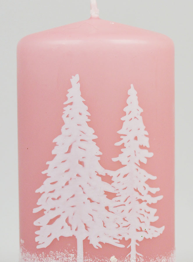 Bougie de Décoration Ambiance Hiver - Rose Poudré (pic 3)