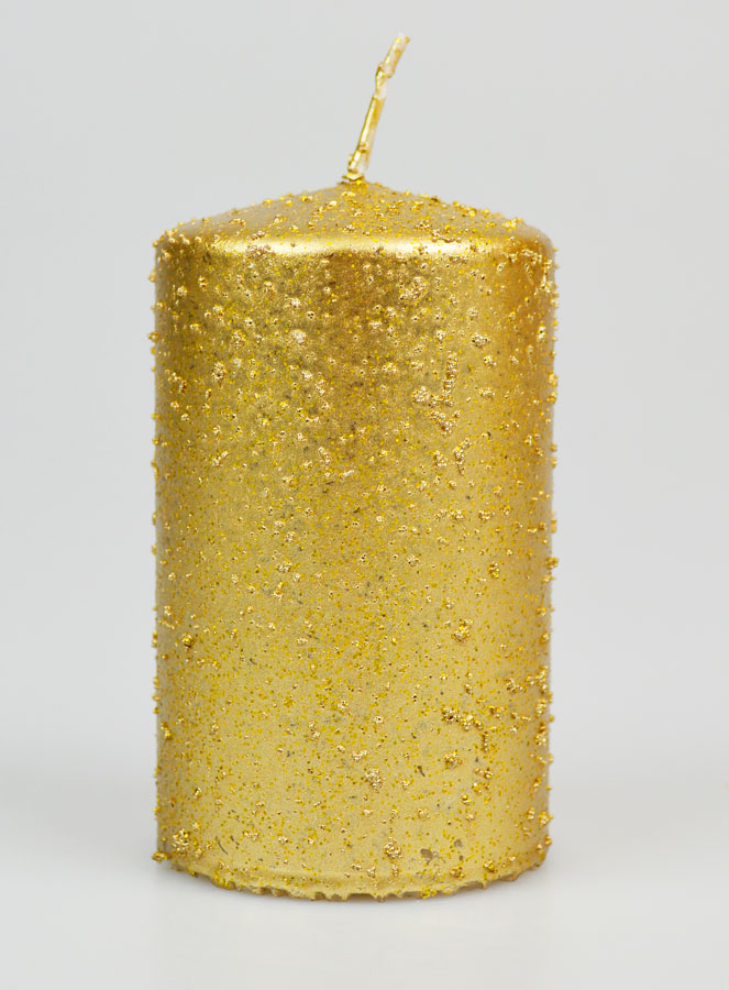 Bougie de Décoration Pailletée - Dorée (pic 1)