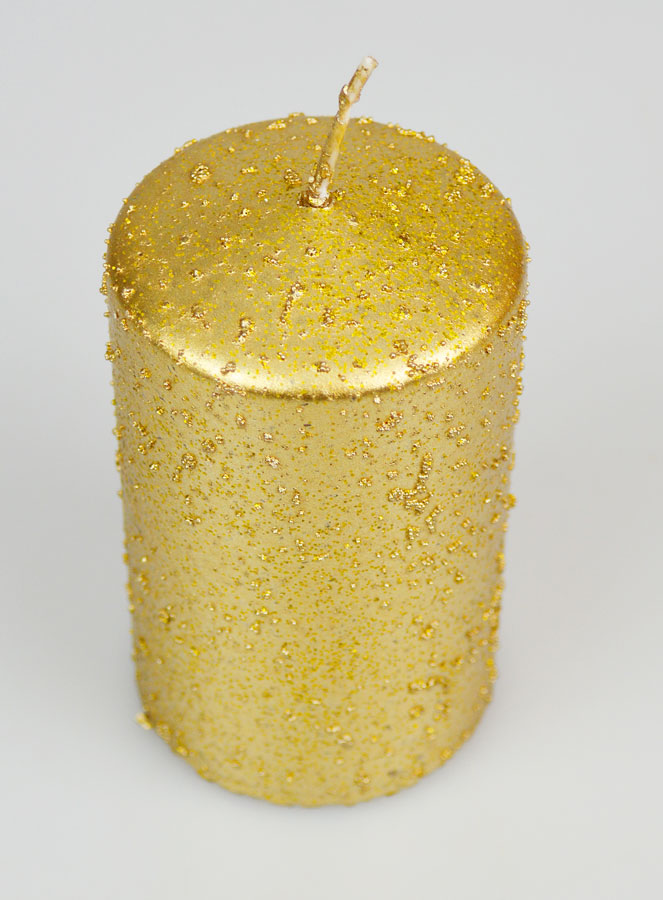 Bougie de Décoration Pailletée - Dorée (pic 2)