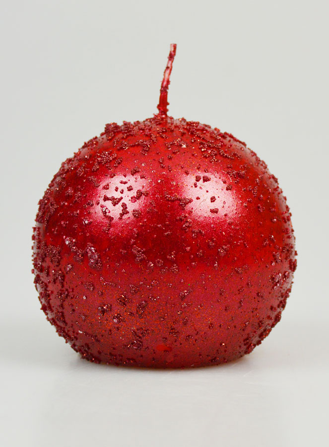 Bougie Boule de Noël à Paillettes 8cm - Rubis (pic 1)