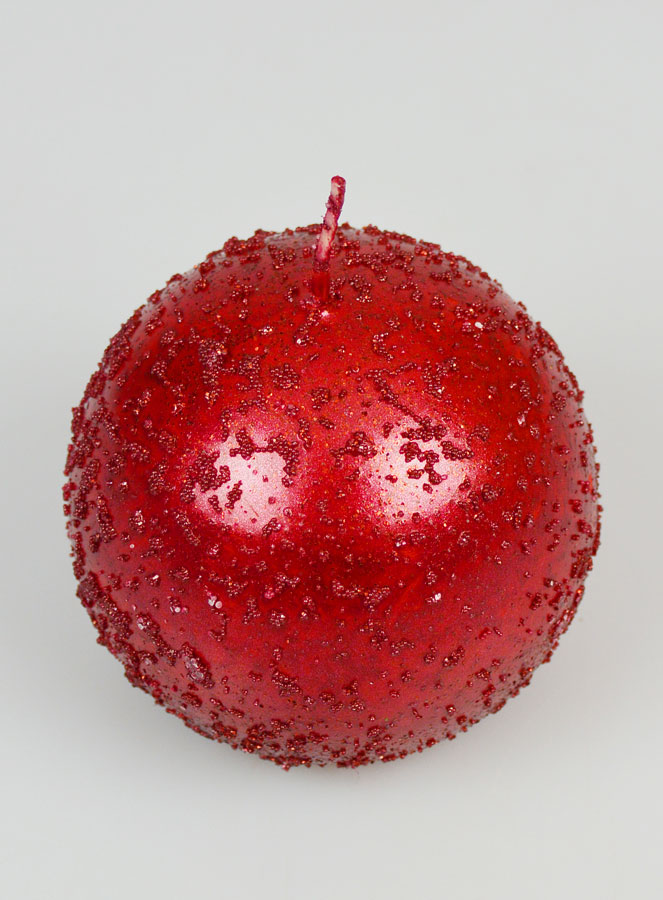 Bougie Boule de Noël à Paillettes 8cm - Rubis (pic 2)