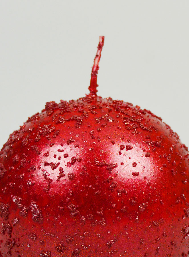 Bougie Boule de Noël à Paillettes 8cm - Rubis (pic 3)