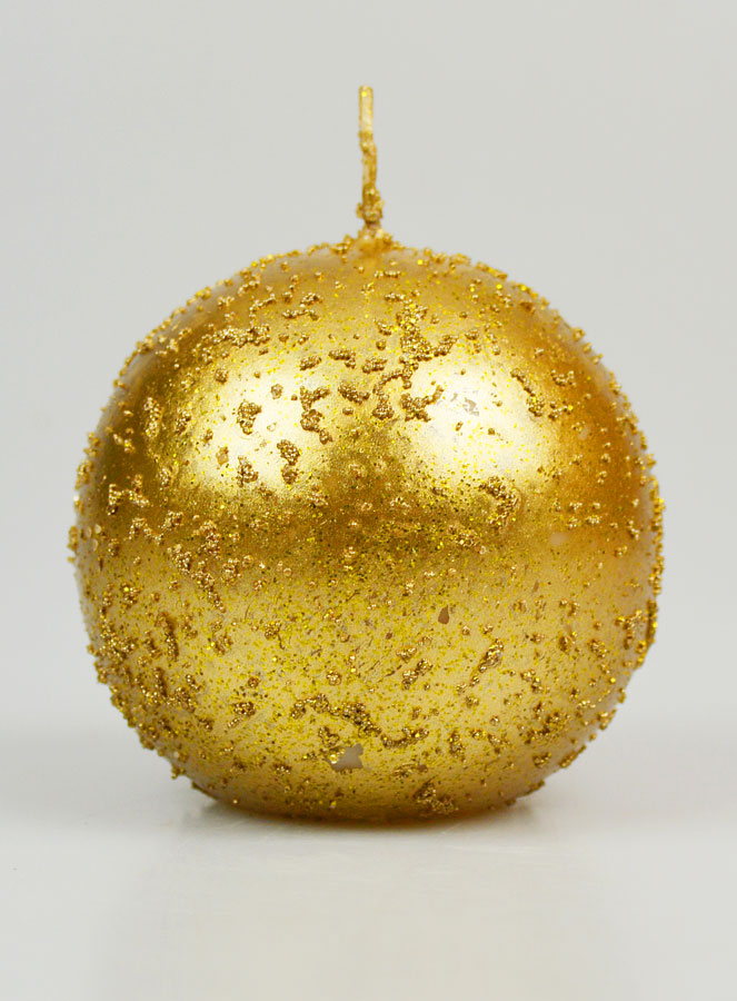 Bougie de Décoration Boule Pailletée 8cm - Or Antique (pic 1)