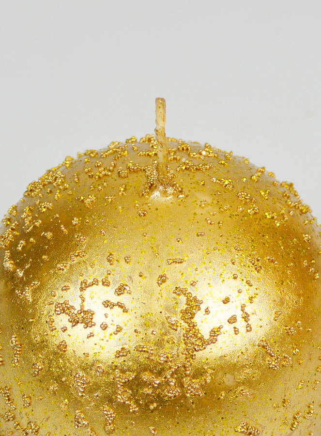 Bougie de Décoration Boule Pailletée 8cm - Or Antique (pic 4)