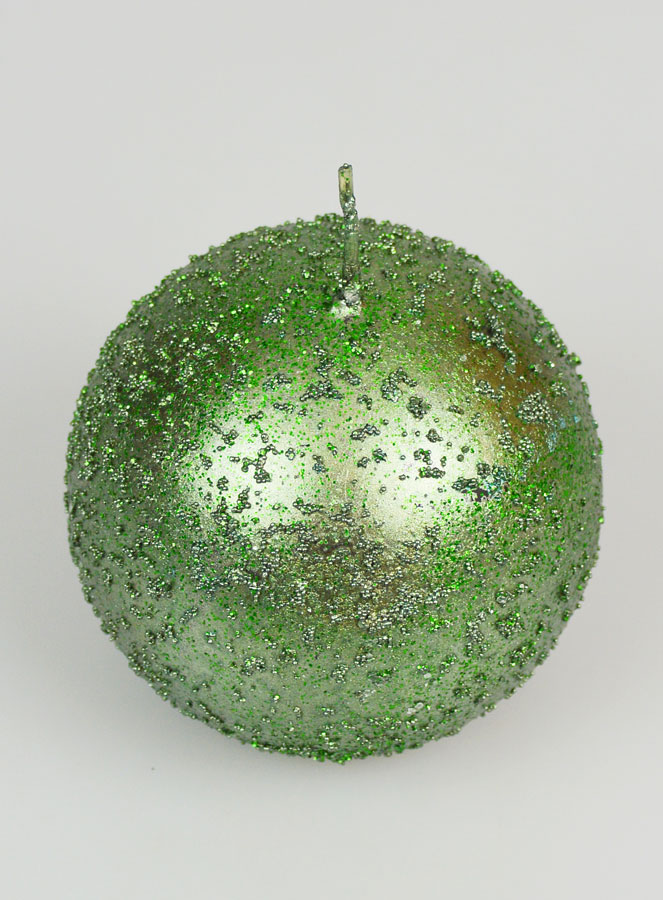 Bougie de Décoration Boule Pailletée 8cm - Vert Sapin (pic 2)