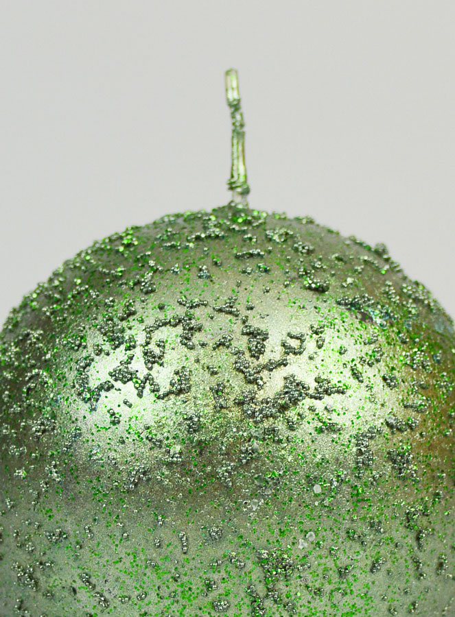 Bougie de Décoration Boule Pailletée 8cm - Vert Sapin (pic 3)