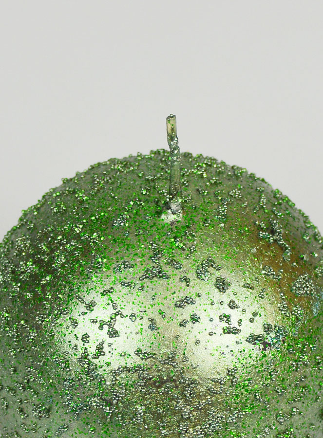 Bougie de Décoration Boule Pailletée 8cm - Vert Sapin (pic 4)