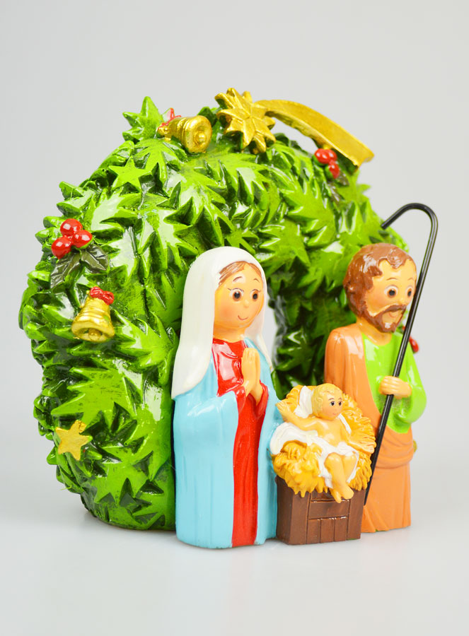 Crèche Couronne de Noël à Poser - 15cm (pic 3)