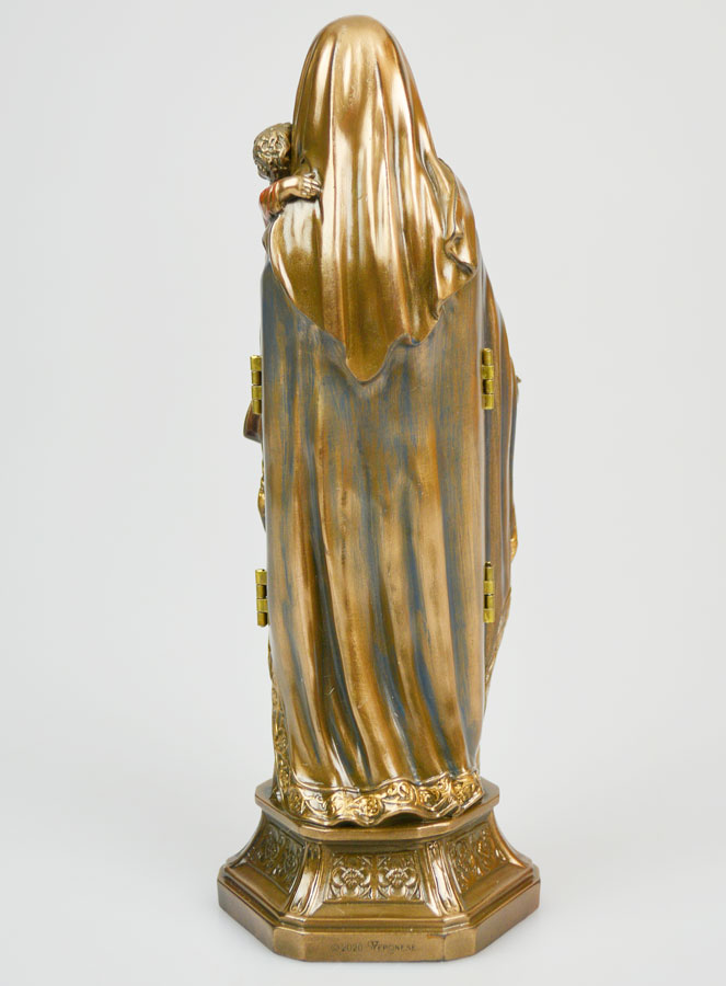 Statue Religieuse Triptyque Vierge à l'Enfant en Bronze - 20cm (pic 4)