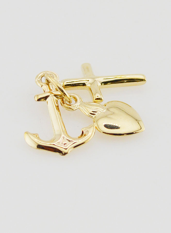 Pendentif Or Ancre, Coeur & Croix 15mm (pic 3)