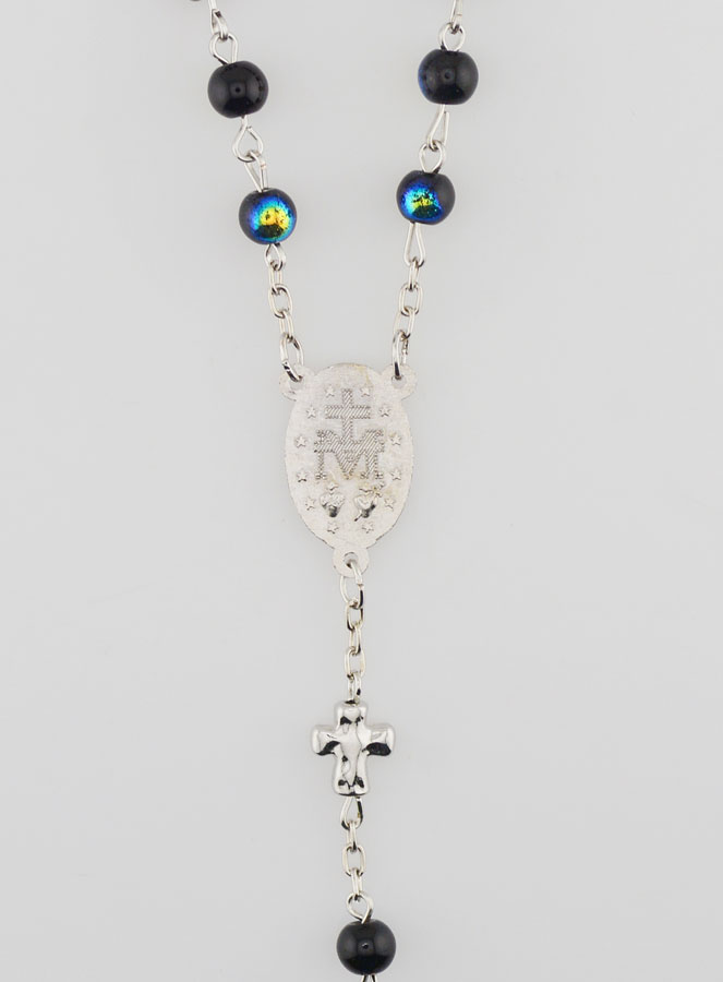Chapelet Médaille Miraculeuse et Perles Chromées - Noir (pic 4)