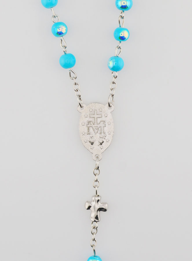 Chapelet Médaille Miraculeuse Perles Chromées - Turquoise (pic 4)