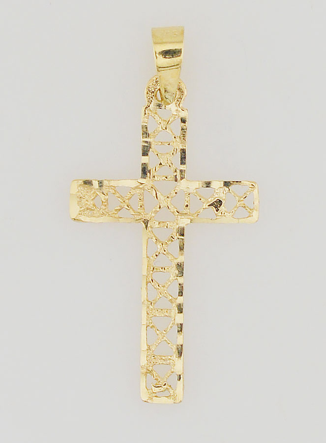 Pendentif Croix Ajourée en Or 9ct - 25mm (pic 1)