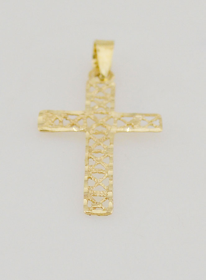 Pendentif Croix Ajourée en Or 9ct - 25mm (pic 2)
