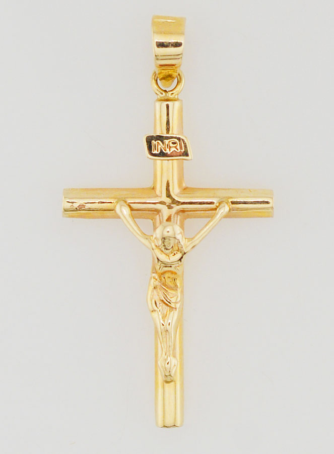 Pendentif Croix du Christ en or 9cts - 25mm (pic 1)