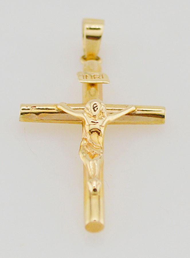 Pendentif Croix du Christ en or 9cts - 25mm (pic 2)
