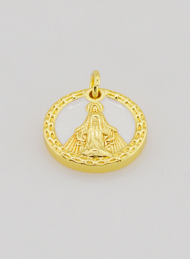 Médaille Vierge Marie Miraculeuse en Nacre - 15mm (pic 2)