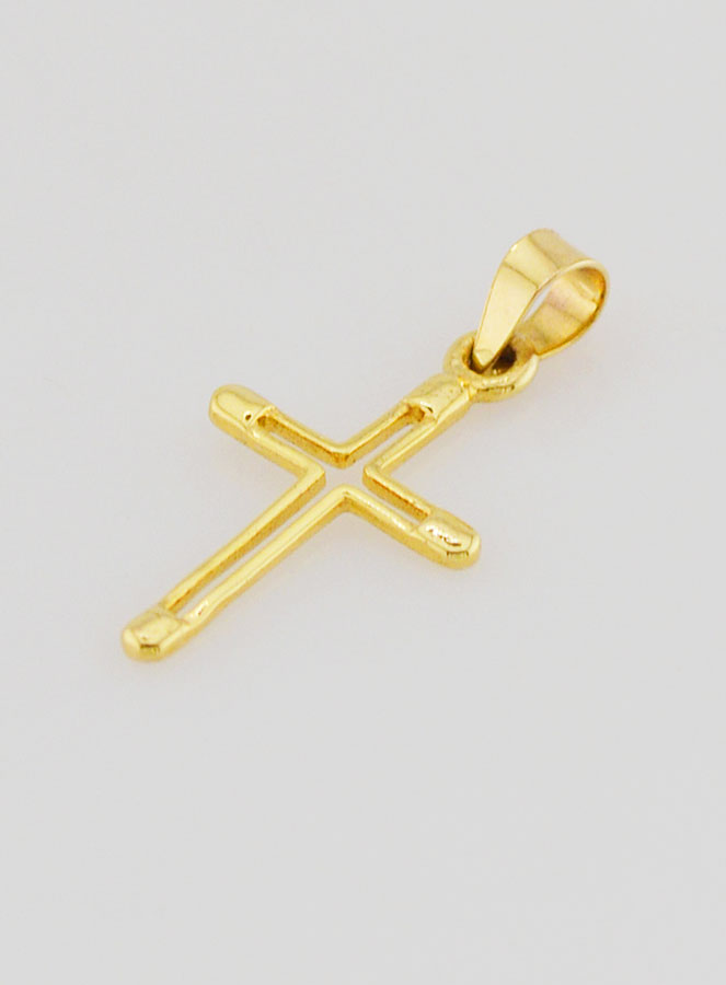 Pendentif Croix Contour 15mm - Or 9ct (pic 3)