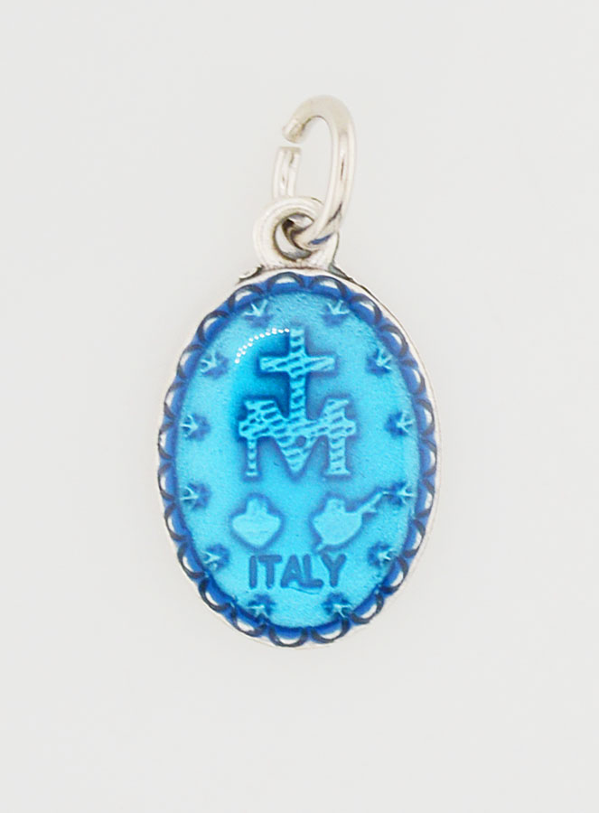 Médaille Miraculeuse Bleue & Argent - 15mm (pic 4)