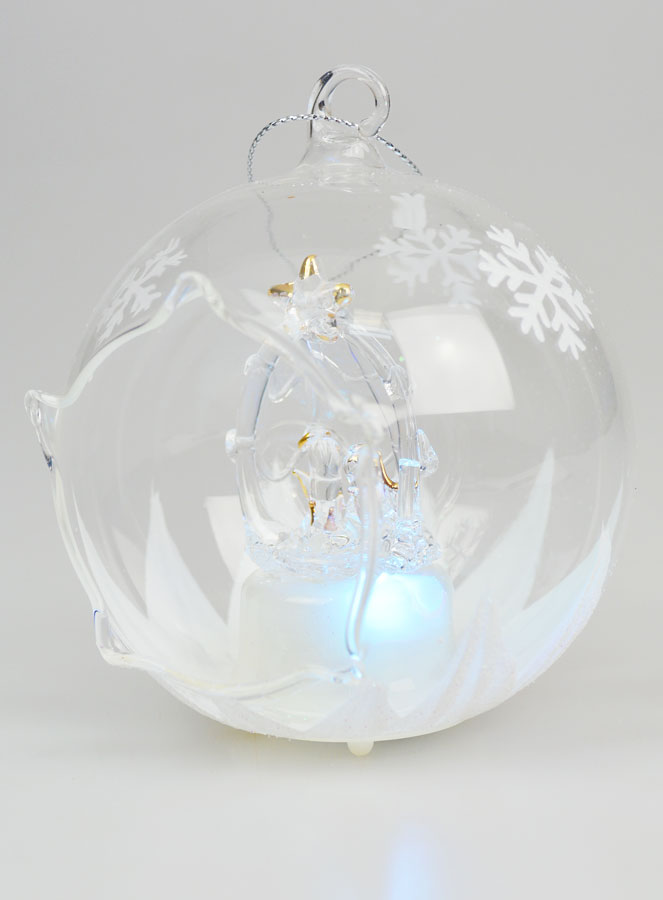 Boule de Noël Lumineuse en Verre 10cm - Nativité (pic 3)