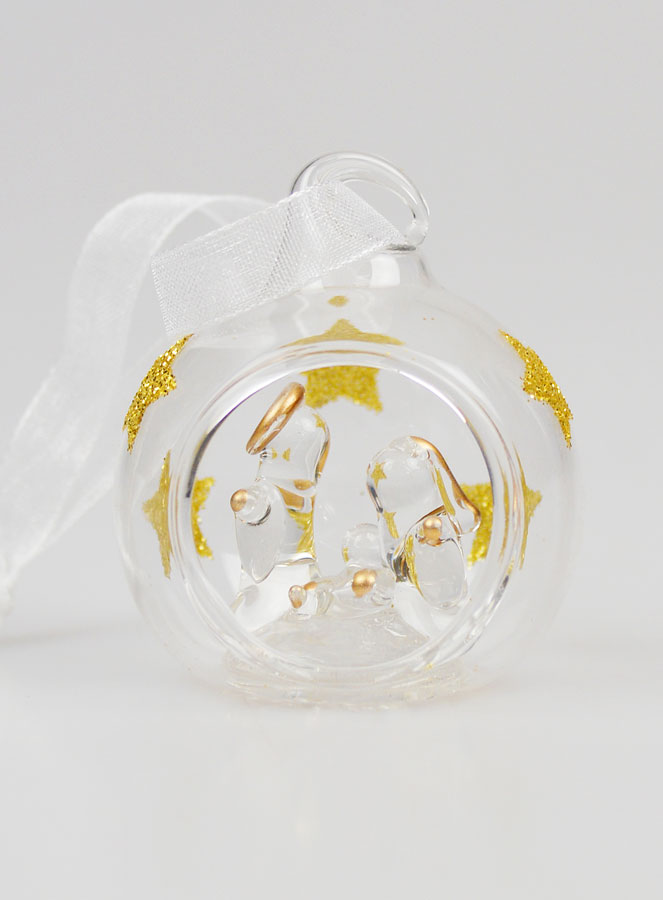Boule de Noël en Verre Sainte Famille - 4cm (pic 1)