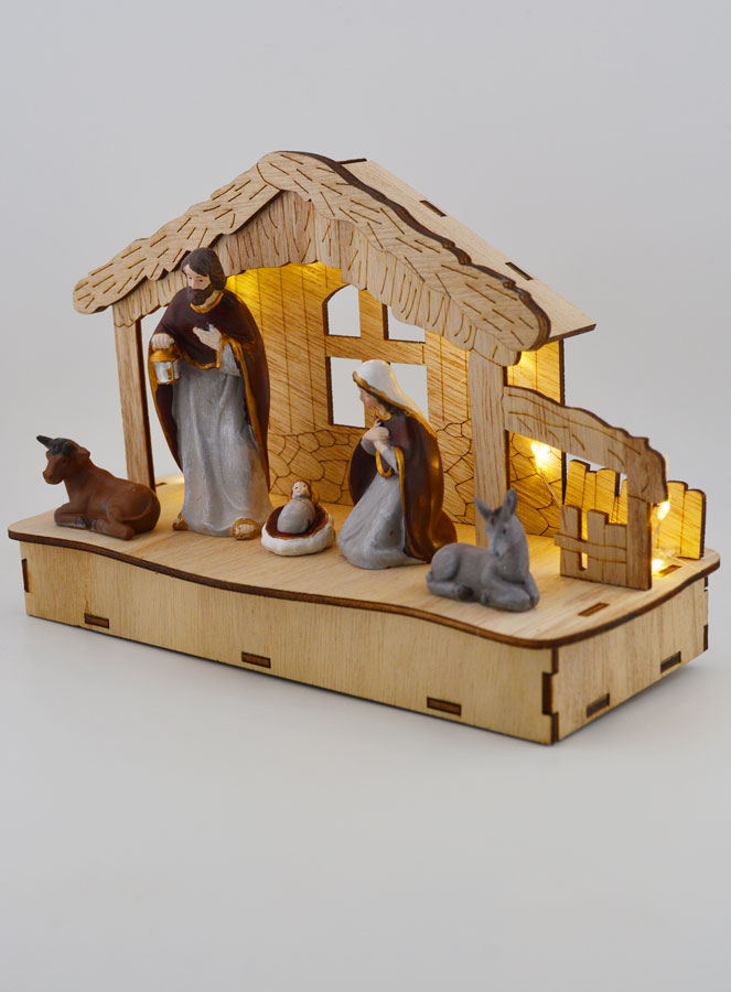 Crèche de Noël Lumineuse Nativité 20cm (pic 2)