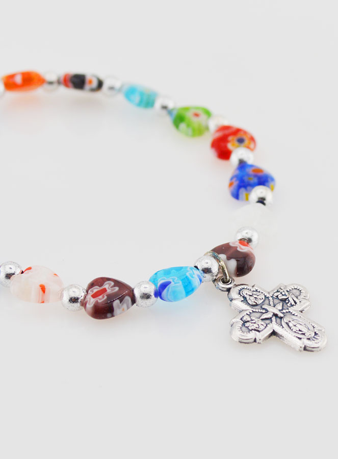 Bracelet Religieux Avec Croix - Grains Coeur (pic 3)