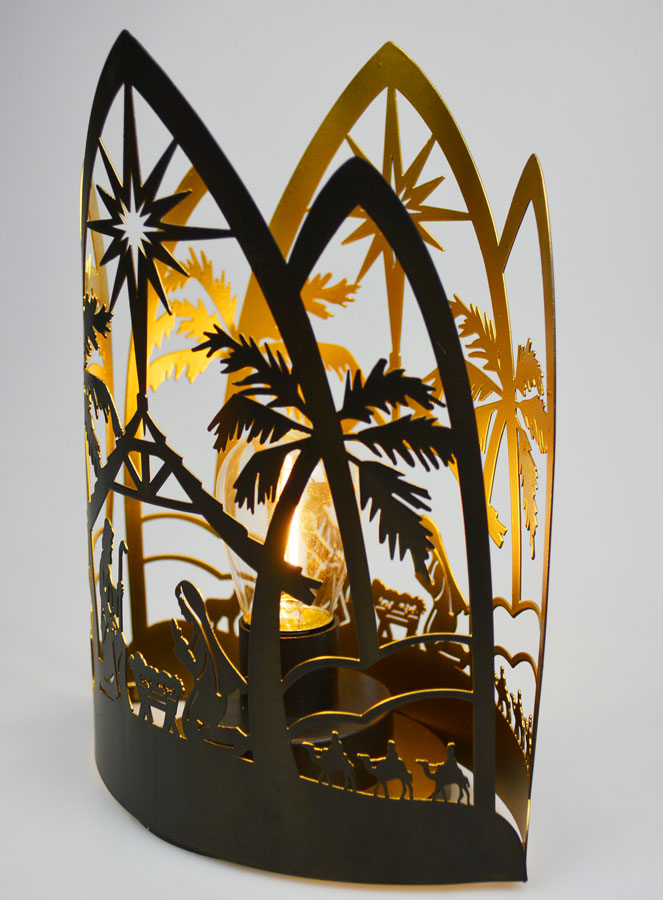 Lampe de Noël Nativité en Métal - 22cm (pic 3)