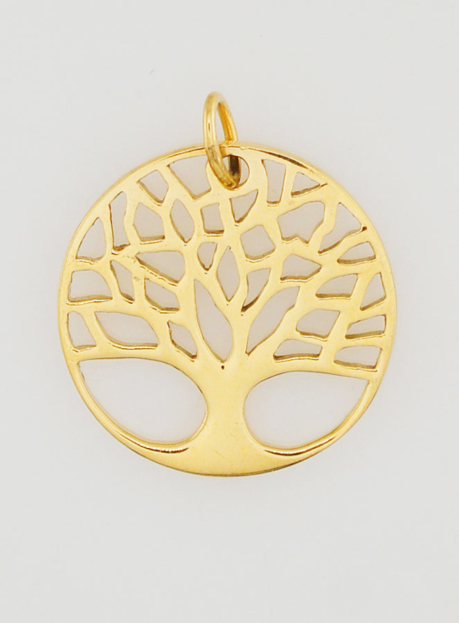 Médaille Arbre de Vie Ajourée en Inox Doré - 18mm (pic 1)