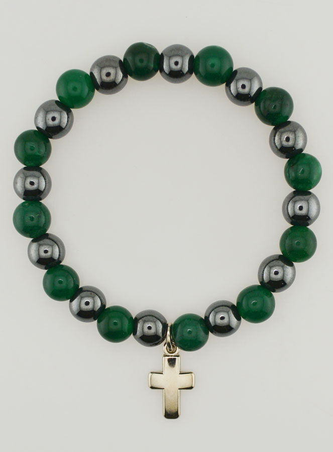 Bracelet en Pierres Naturelles - Agate Verte & Hématite 8mm (pic 1)