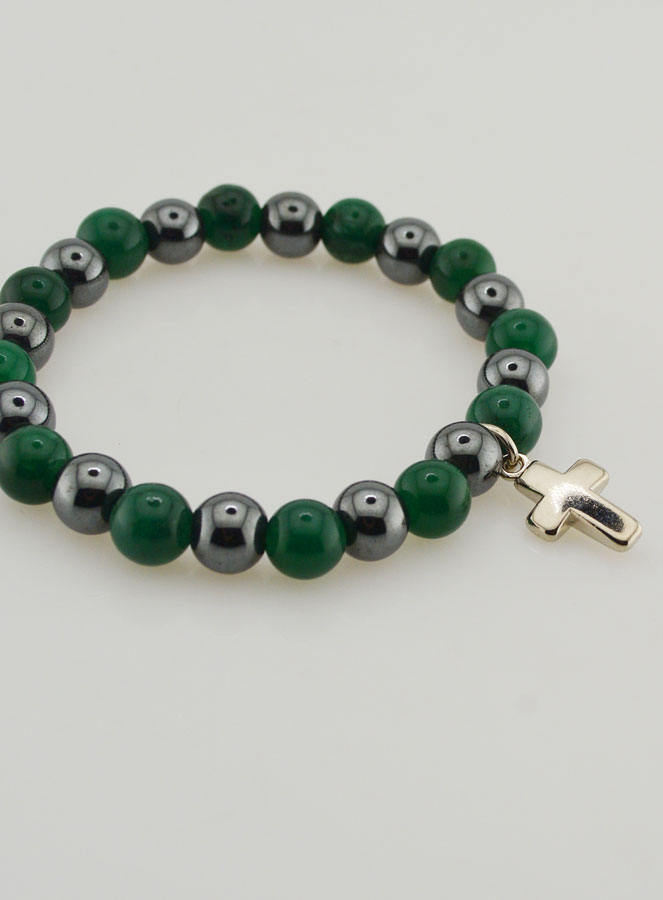 Bracelet en Pierres Naturelles - Agate Verte & Hématite 8mm (pic 4)