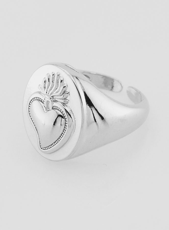 Chevalière Ex Voto en Laiton Argenté Réglable (pic 3)