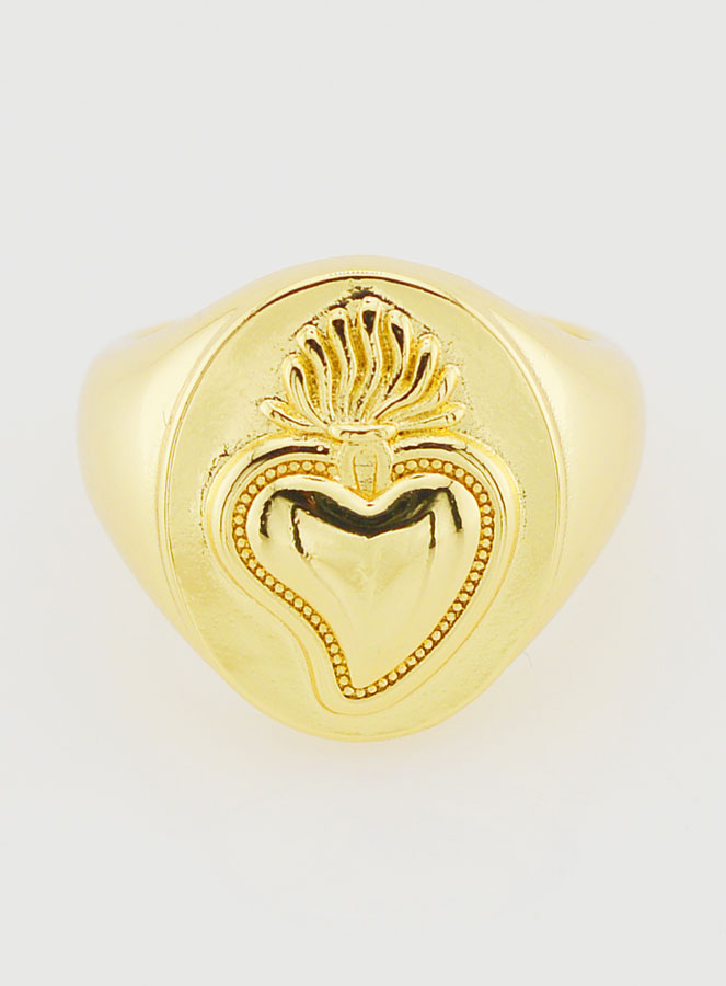 Chevalière Ex Voto en Laiton Doré Réglable (pic 1)