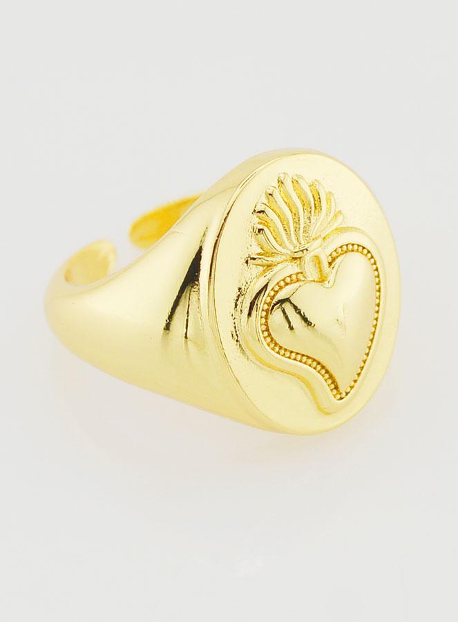 Chevalière Ex Voto en Laiton Doré Réglable (pic 3)