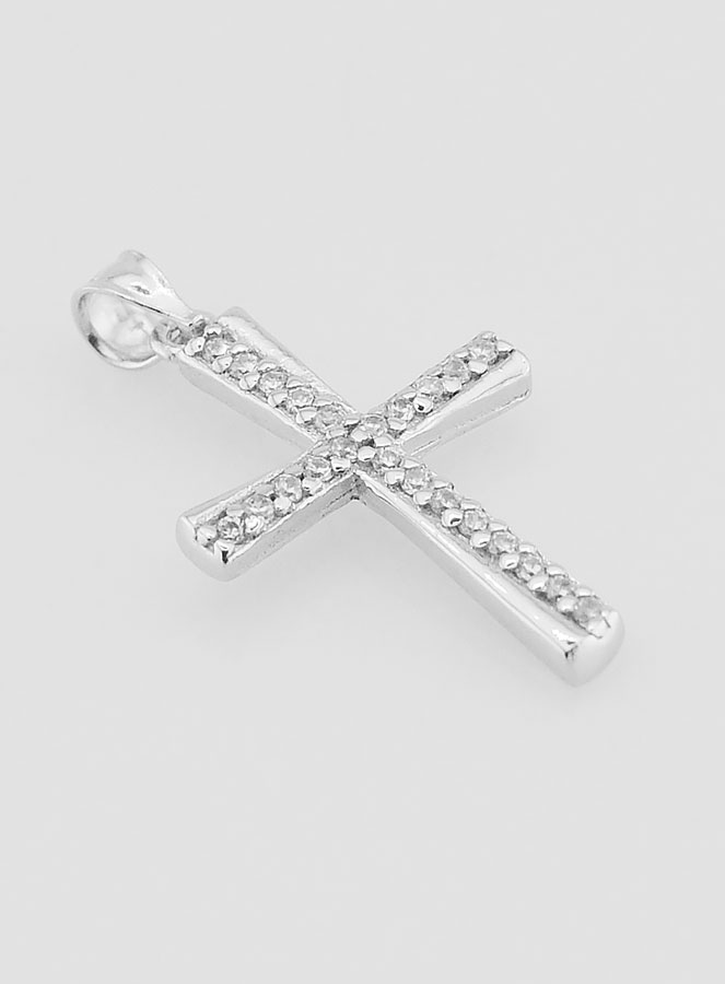 Pendentif Croix Argent & Diamants - 20mm (pic 3)