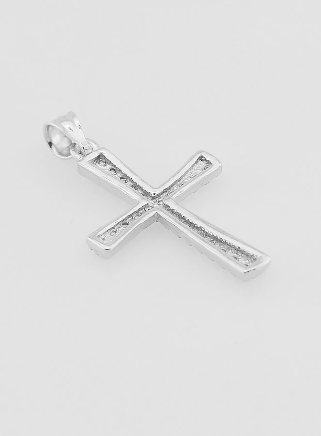 Pendentif Croix Argent & Diamants - 20mm (pic 4)