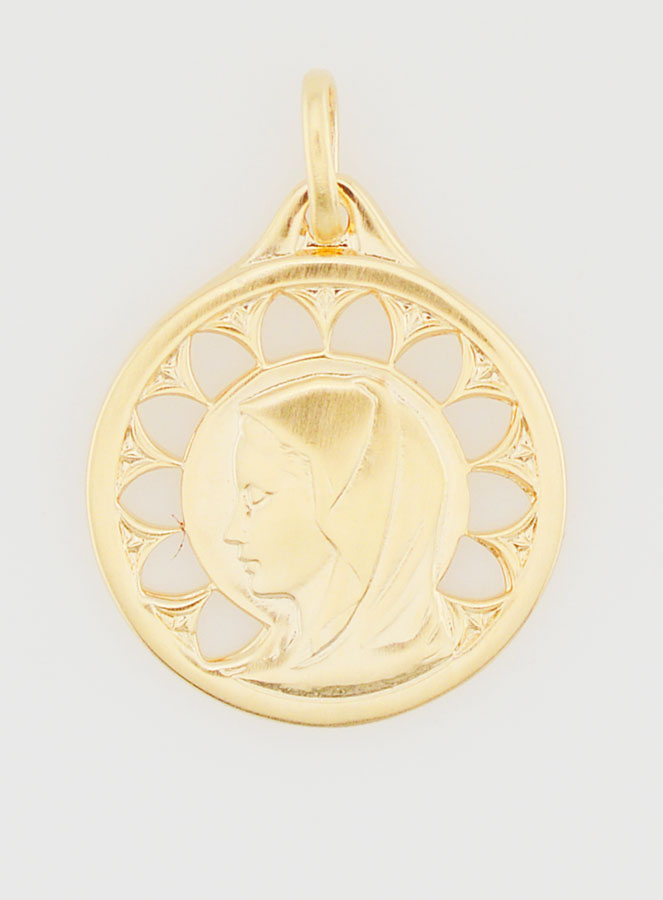 Médaille Vierge Marie Ajourée Plaqué Or - 20mm (pic 1)