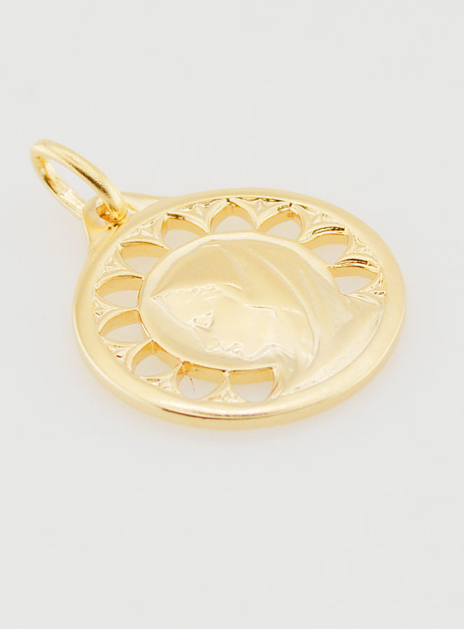 Médaille Vierge Marie Ajourée Plaqué Or - 20mm (pic 3)